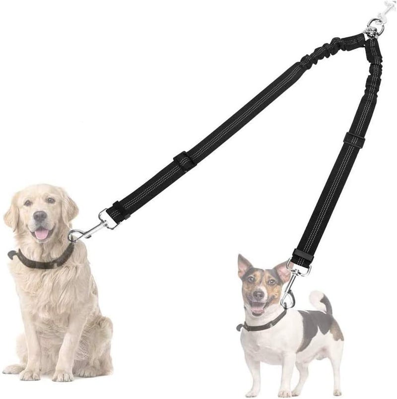 AUTOWT Double Dog Leash, No Tangle 360Â°Swivel Rotation Reflective Lead Attachment Adjustable Length Dual Two Dogs Lead Splitter, Comfortable Shock Absorbing Walking Training for 2 Dogs - Image 1